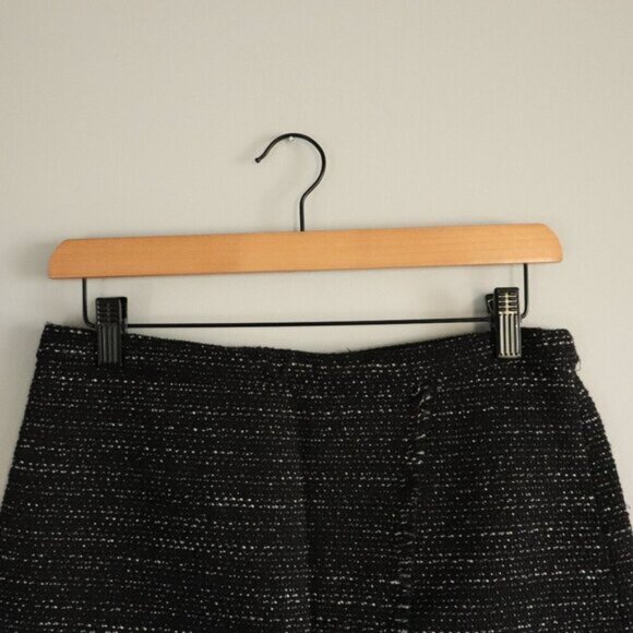 Mango Size 6 Black Speckled Lined Open Front Made in Morocco Mini Fringe Skirt - Picture 3 of 10